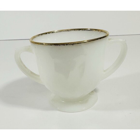 Anchor Hocking Fire King Oven Ware Fluted Swirl Milk Glass Gold Trim Set Vintage - Picture 16 of 16